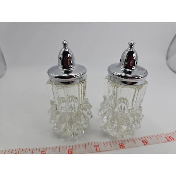 VTG Indiana Glass Diamond Point Salt & Pepper Shakers Crystal NOS - Picture 4 of 11